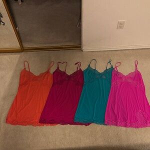 Victoria's Secret Lace Chemise Set - Orange, Pink, Teal, Magenta